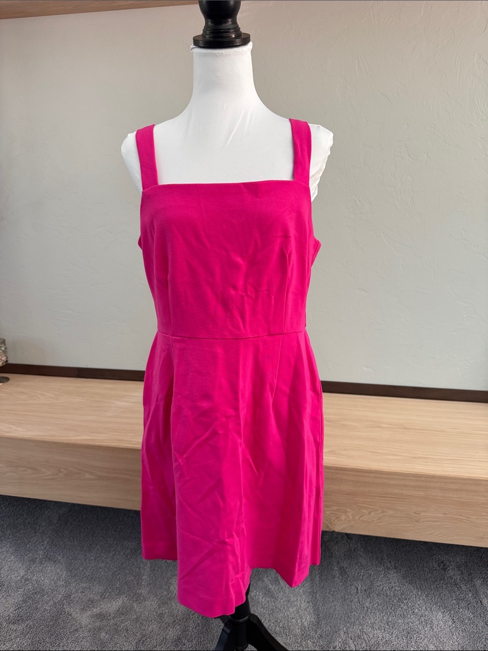 Fuchsia Square-Neck Mini Dress with Wide Straps - NWT
